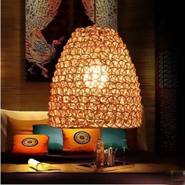 Retro okrúhle ratanové tienidlo na záhradnú lampu