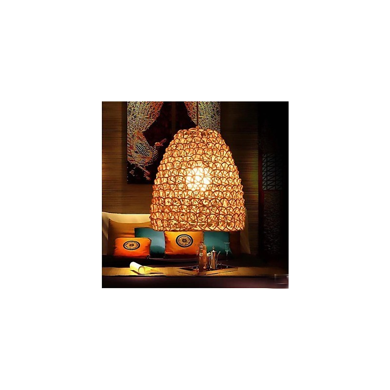 Retro okrúhle ratanové tienidlo na záhradnú lampu