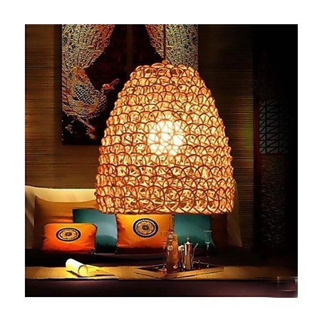 Retro okrúhle ratanové tienidlo na záhradnú lampu Retro okrúhle ratanové tienidlo na záhradnú lampu