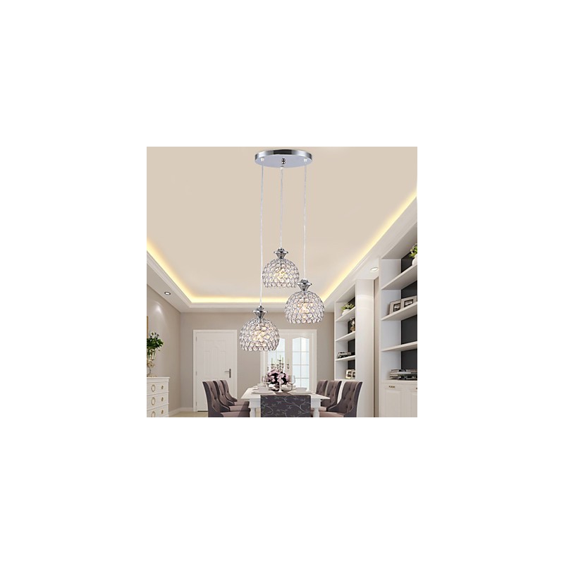 3-hlavé moderné súčasné krištáľové závesné svietidlo