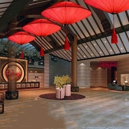 Lotus Leaf Moderné morské plátno umenie Droplight of Red Lamps Lamp Light