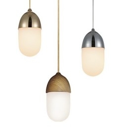 Závesná lampa Mini Acorn 1 Svetlá Mordern Jednoduchosť Zlatá chrómová Drevená povrchová úprava Uhlíková oceľ a sklo Droplight