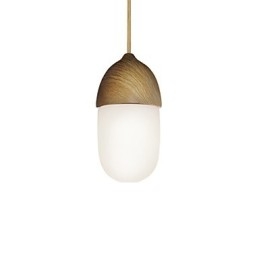 Závesná lampa Mini Acorn 1 Svetlá Mordern Jednoduchosť Zlatá chrómová Drevená povrchová úprava Uhlíková oceľ a sklo Droplight