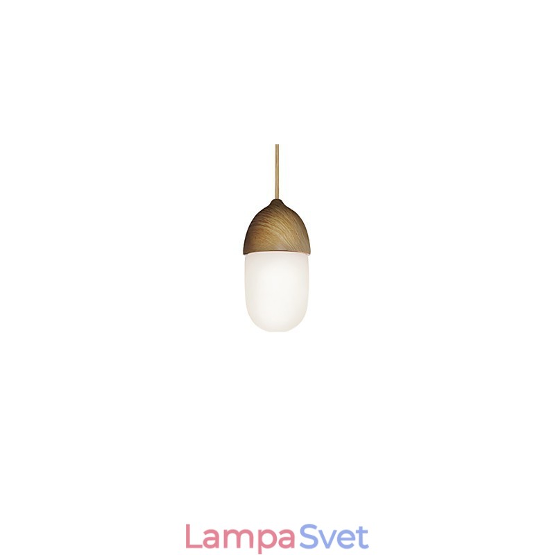 Závesná lampa Mini Acorn 1 Svetlá Mordern Jednoduchosť Zlatá chrómová Drevená povrchová úprava Uhlíková oceľ a sklo Droplight