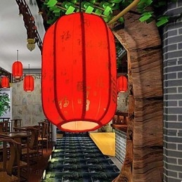 Archaize červené lucerny z ovčej kože Veranda Droplight Lamp Light
