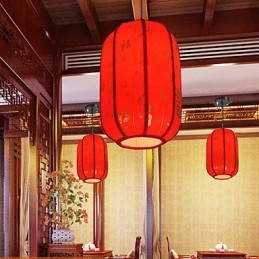 Archaize červené lucerny z ovčej kože Veranda Droplight Lamp Light
