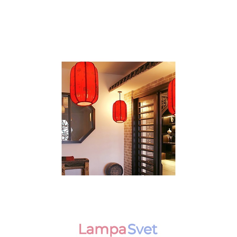Archaize červené lucerny z ovčej kože Veranda Droplight Lamp Light