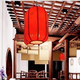 Archaize červené lucerny z ovčej kože Veranda Droplight Lamp Light