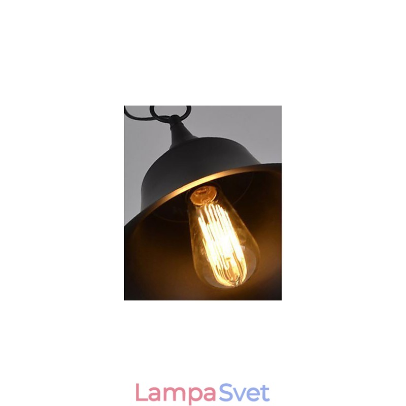 Kovové závesné svietidlo v tvare stredného vintage matného čierneho zvončeka