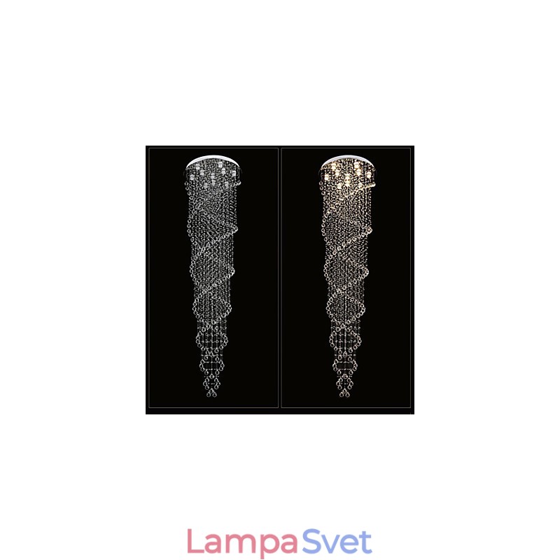 Stropné lustrové svietidlá Závesné svietidlá s dvojitou špirálou K9 Crystal D70CM H300CM