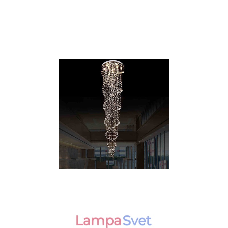Stropné lustrové svietidlá Závesné svietidlá s dvojitou špirálou K9 Crystal D70CM H300CM