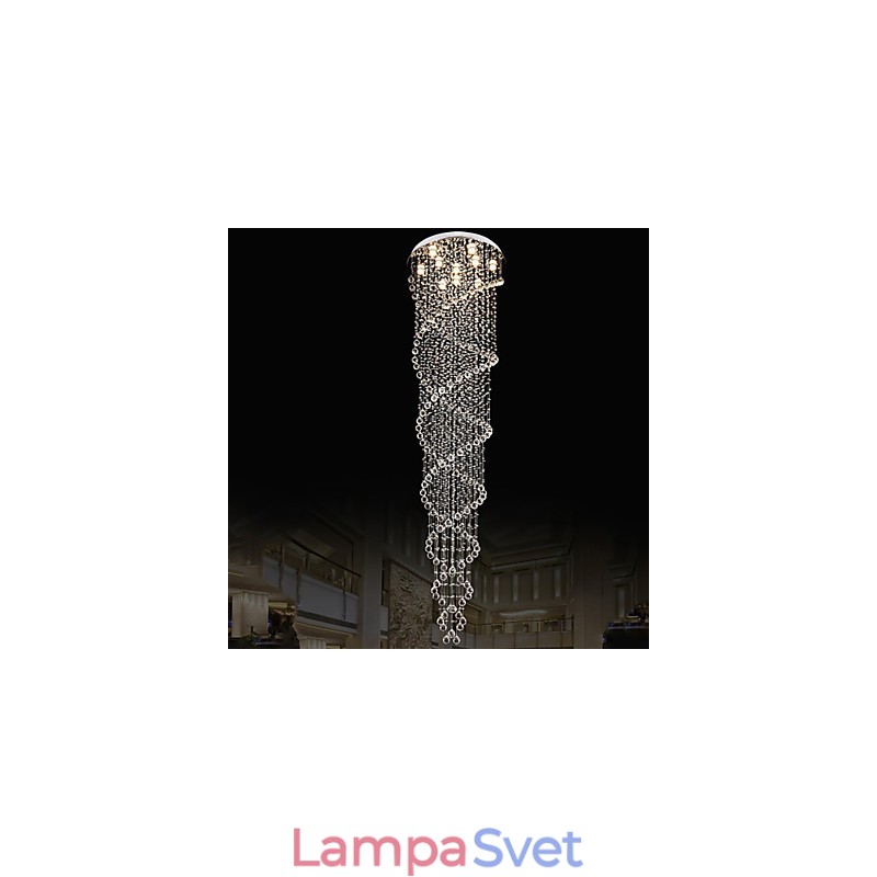 Stropné lustrové svietidlá Závesné svietidlá s dvojitou špirálou K9 Crystal D70CM H300CM