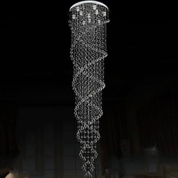 Stropné lustrové svietidlá Závesné svietidlá s dvojitou špirálou K9 Crystal D70CM H300CM
