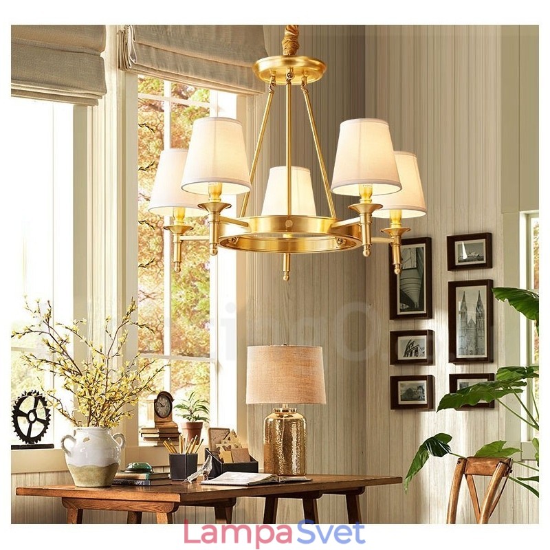 Čistá mosadz okrúhly prívesok na luster Light Traditional Classic