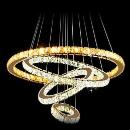 Závesné lampy Stropné svetlo Luster Osvetlenie Okrúhle 4 krúžky Veľký prsteň Jantárový krištáľ a iné číre krištáľové