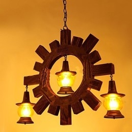 Starožitný drevený luster American Country Liiving lampa