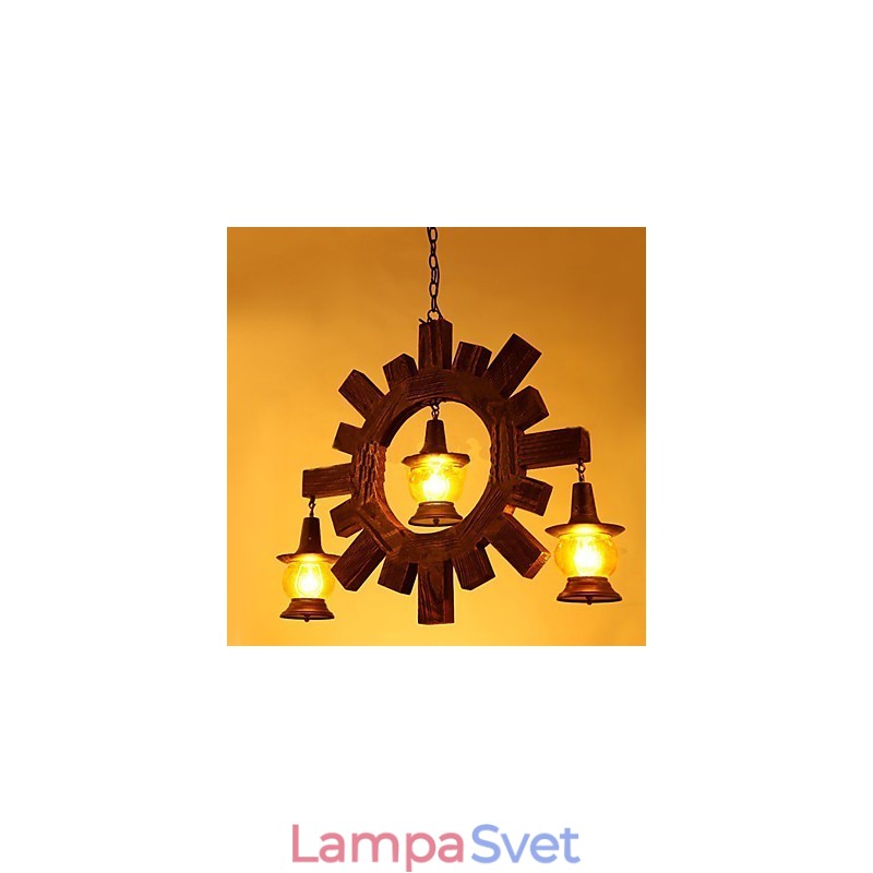 Starožitný drevený luster American Country Liiving lampa