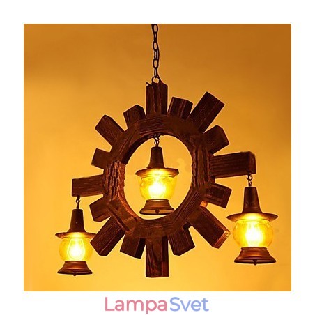 Starožitný drevený luster American Country Liiving lampa Starožitný drevený luster American Country Liiving lampa