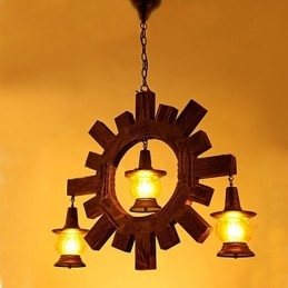 Starožitný drevený luster American Country Liiving lampa