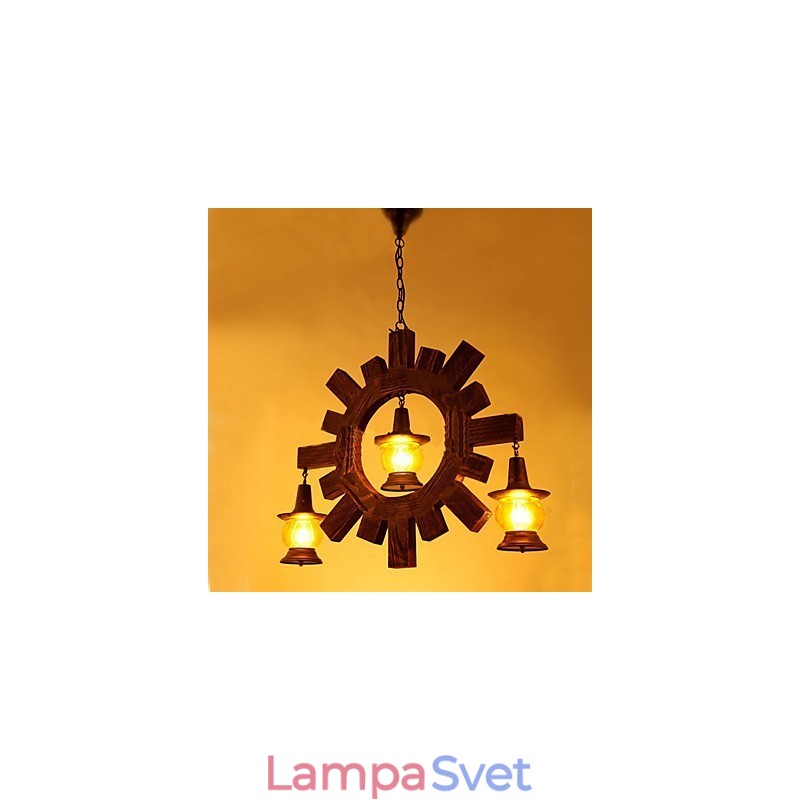 Starožitný drevený luster American Country Liiving lampa