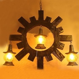Starožitný drevený luster American Country Liiving lampa