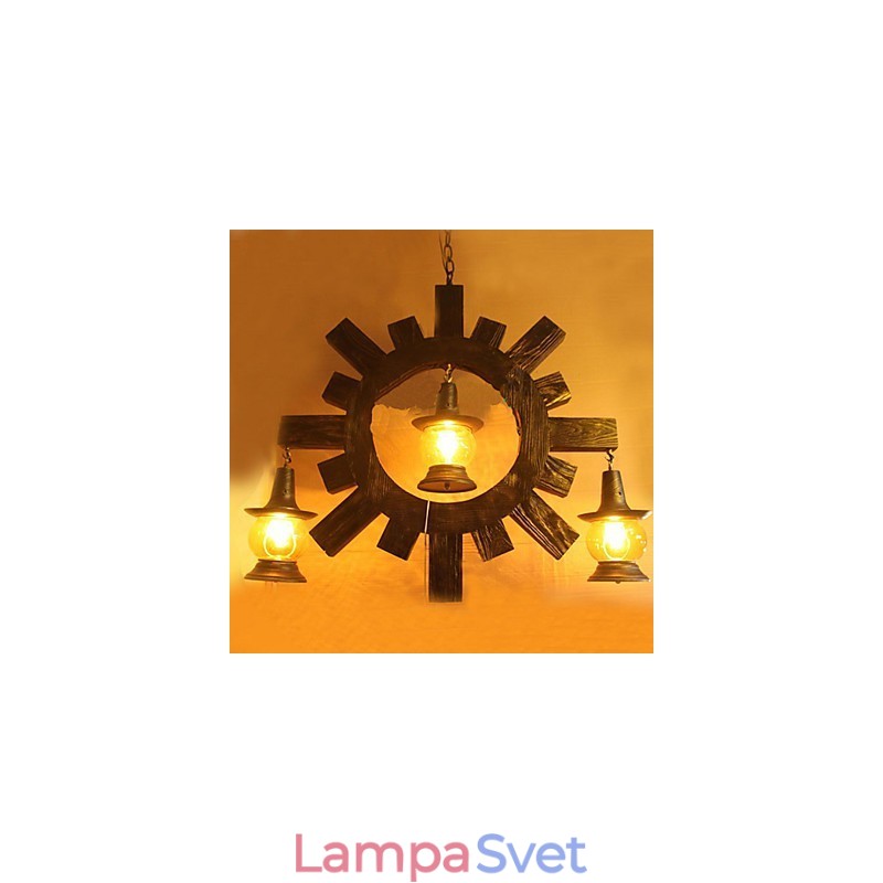 Starožitný drevený luster American Country Liiving lampa