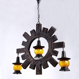 Starožitný drevený luster American Country Liiving lampa