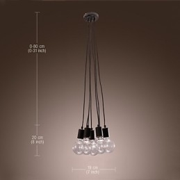 Moderné domáce 7-hlavové svietidlo Edison Bulb Light Loft Sklenené guľové závesné svietidlo