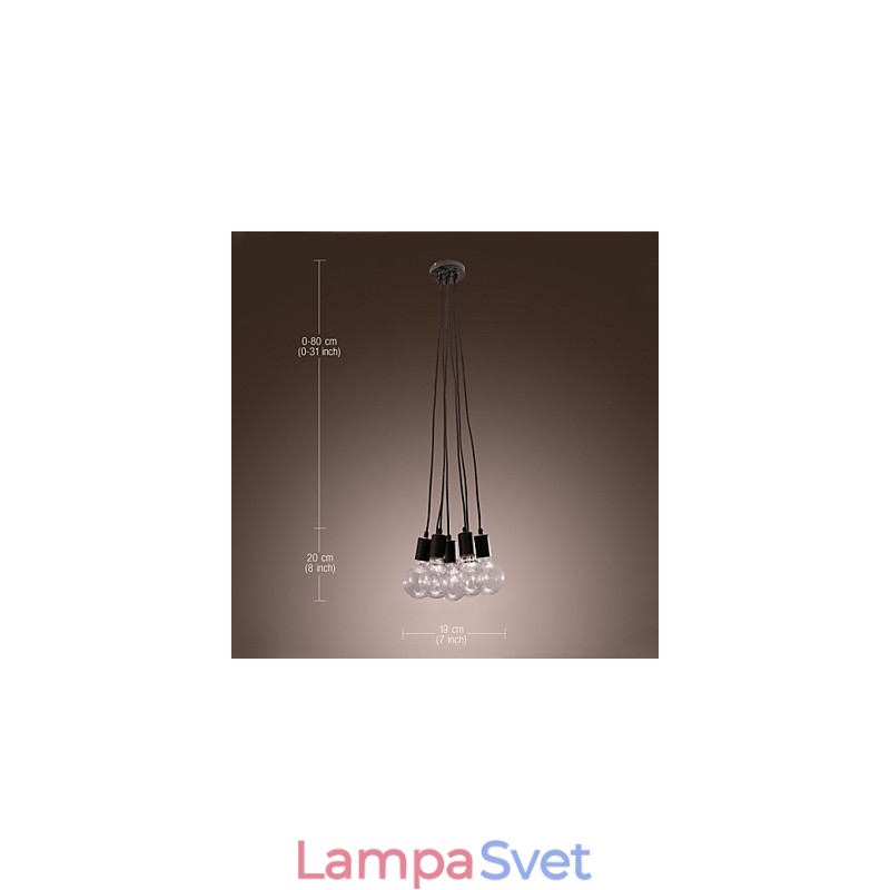 Moderné domáce 7-hlavové svietidlo Edison Bulb Light Loft Sklenené guľové závesné svietidlo