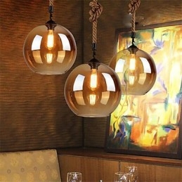 Loft American Rope Retro Lights Glass Pendant Light