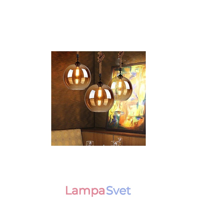 Loft American Rope Retro Lights Glass Pendant Light