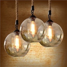 Loft American Rope Retro Lights Glass Pendant Light