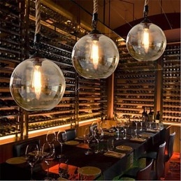 Loft American Rope Retro Lights Glass Pendant Light