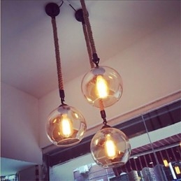 Loft American Rope Retro Lights Glass Pendant Light