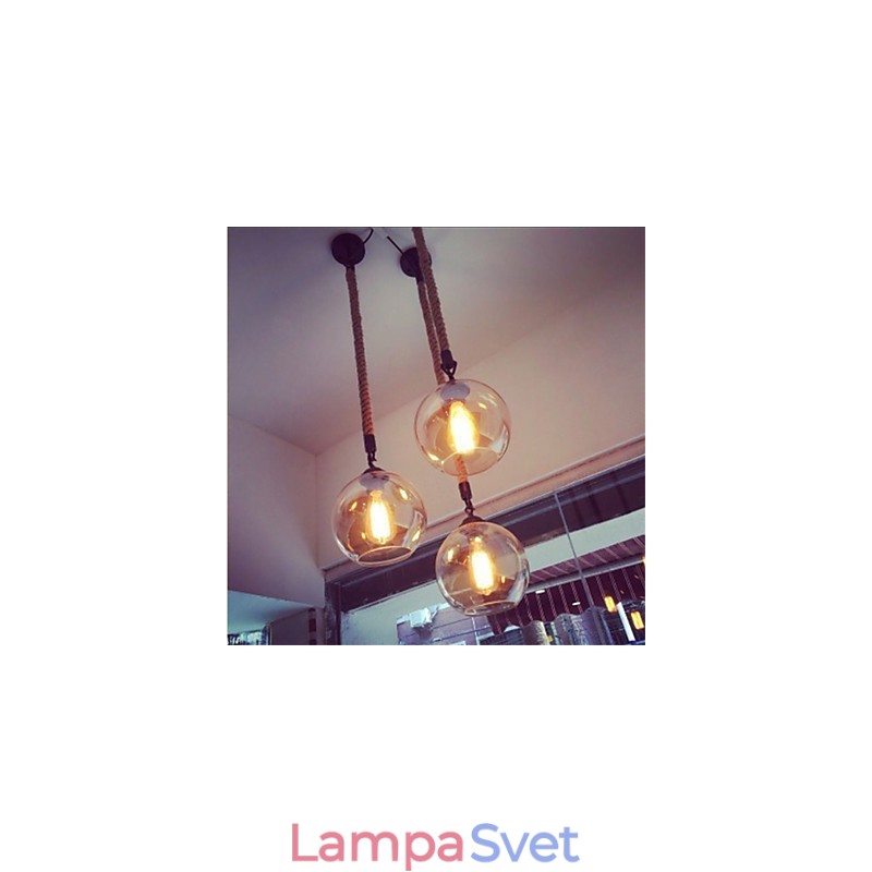 Loft American Rope Retro Lights Glass Pendant Light