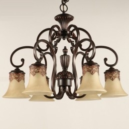 Luster Závesné svetlo 6 svetiel Vintage Country Island Kov+sklo
