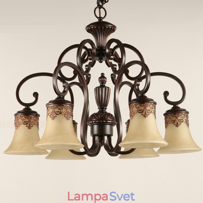 Luster Závesné svetlo 6 svetiel Vintage Country Island Kov+sklo