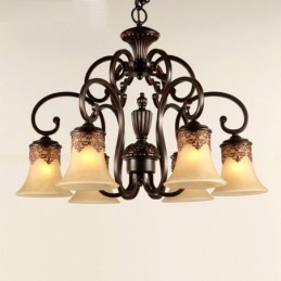 Luster Závesné svetlo 6 svetiel Vintage Country Island Kov+sklo