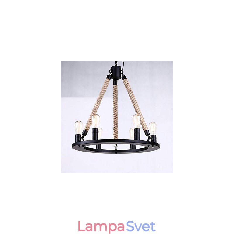 Závesné svietidlo 6 svetiel z tepaného železa vo vidieckom štýle