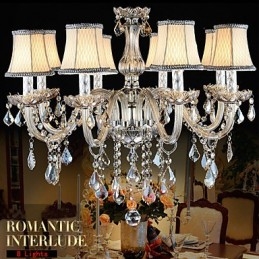 Veľký krištáľový luster 8 ramenný luxusný krištáľový svetlý módny luster Crystal light