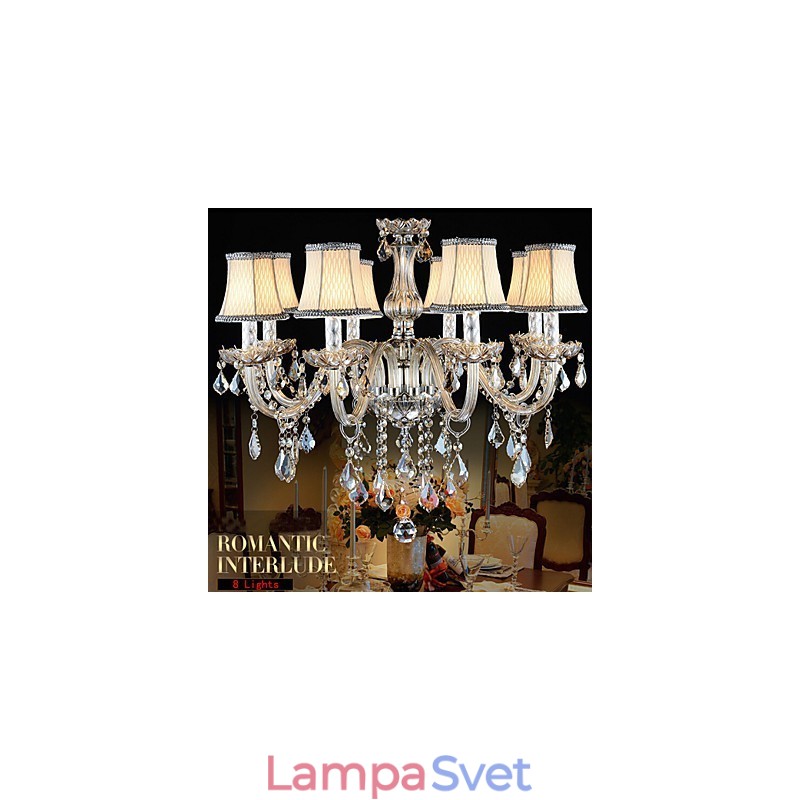 Veľký krištáľový luster 8 ramenný luxusný krištáľový svetlý módny luster Crystal light