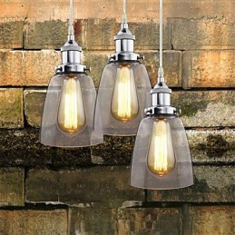 Moderné Chrome Glass Vintage Industrial Retro Fitting Edison Závesné svetlo Cafe Veranda Light