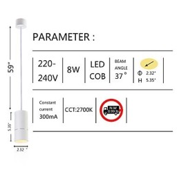 GE 05032 8W 136mm 1 svietidlo mini závesné svietidlo práškové biele s hliníkom