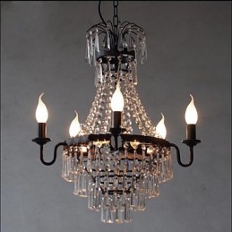 Americká country retro sviečková krištáľová lampa