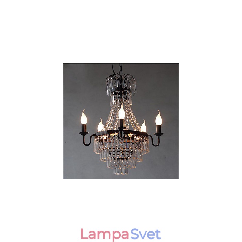 Americká country retro sviečková krištáľová lampa