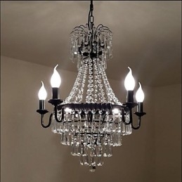 Americká country retro sviečková krištáľová lampa