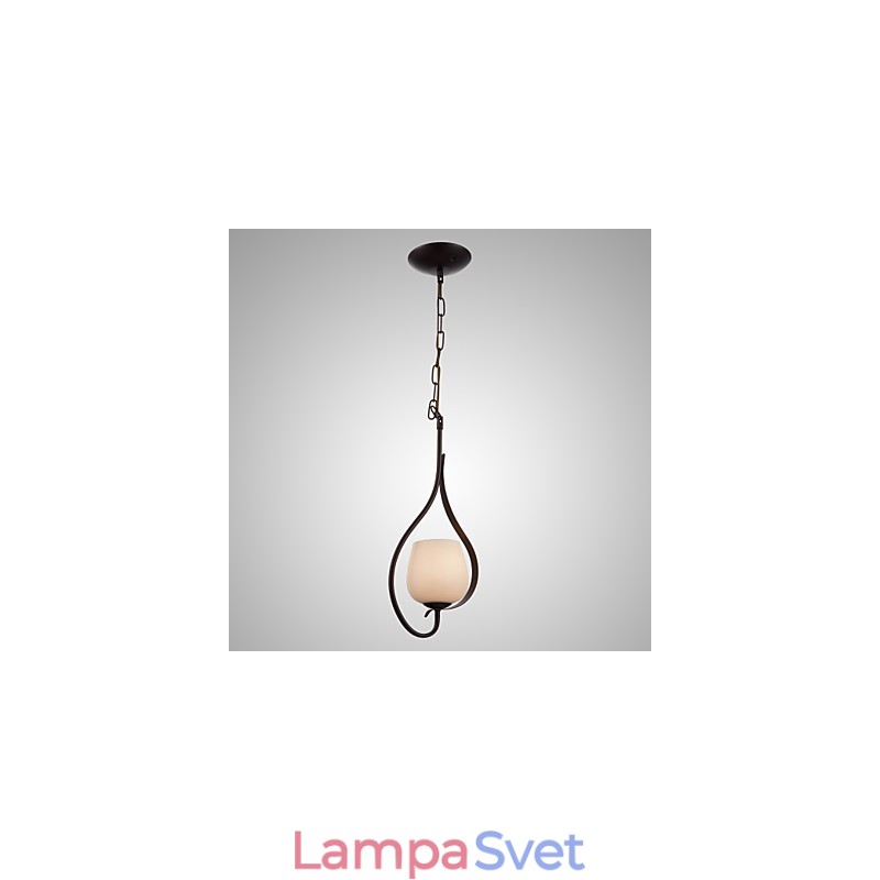 Závesné svietidlo na maľovanie železa so skleneným tienidlom Klasická osvetľovacia lampa s 1 hlavou