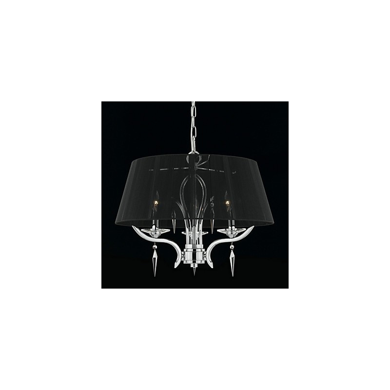 Elegantný krištáľový luster s 3 svetlami v čiernom odtieni