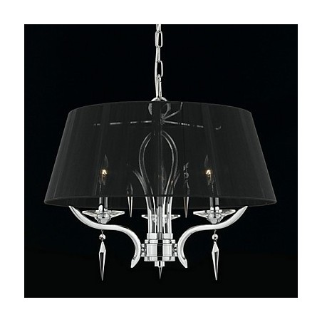 Elegantný krištáľový luster s 3 svetlami v čiernom odtieni