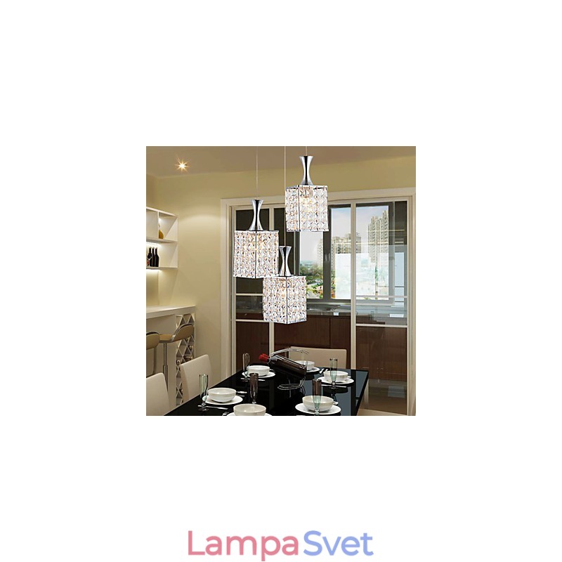3 svetlá Kovový rám K9 Crystal Luster Droplight Send Žiarovka
